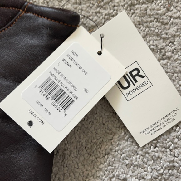 UGG Capitan Brown Leather Gloves Size Large - Picture 3 of 6